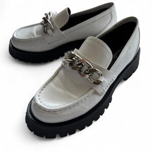 Jeffrey Campbell White glossy ‘Recess chain Platform Loafer’. Punk. Y2k. Grunge